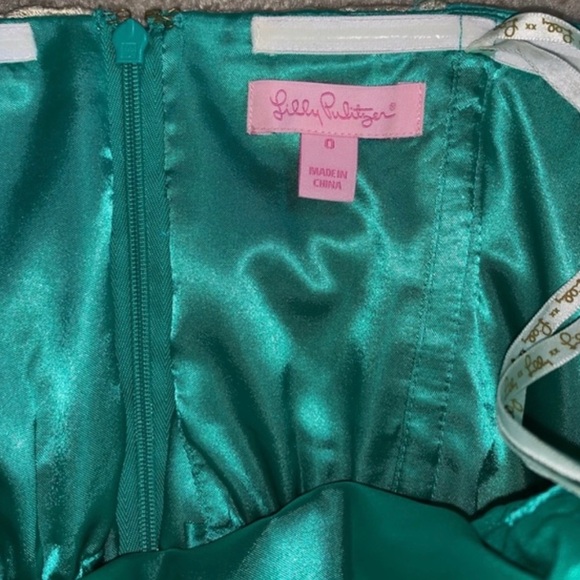 Lilly Pulitzer Teal Satin Dress - Picture 4 of 5